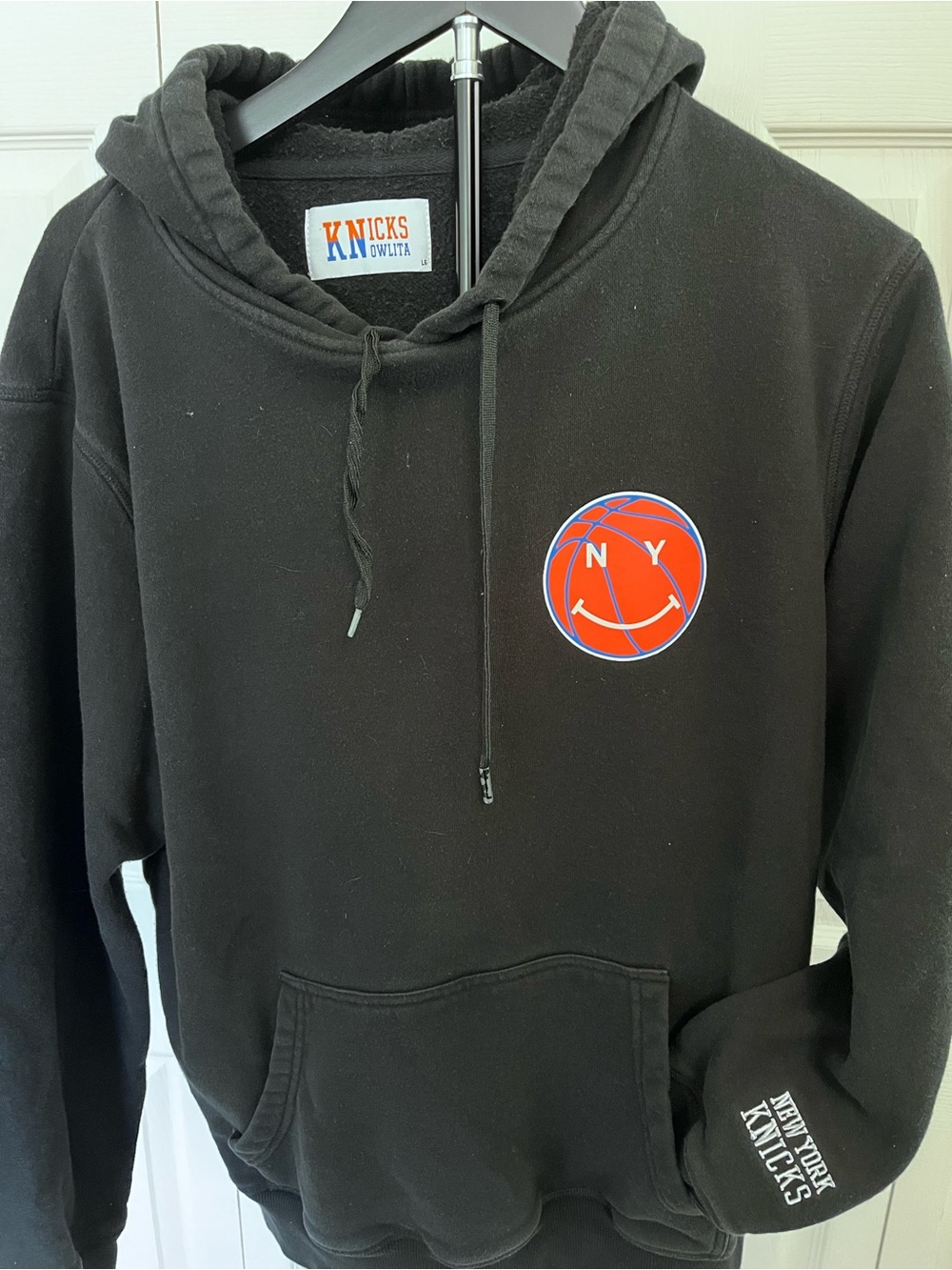 New York or Nowhere x KNICKS Black Pullover Hoodie with Orange Basketball Logo